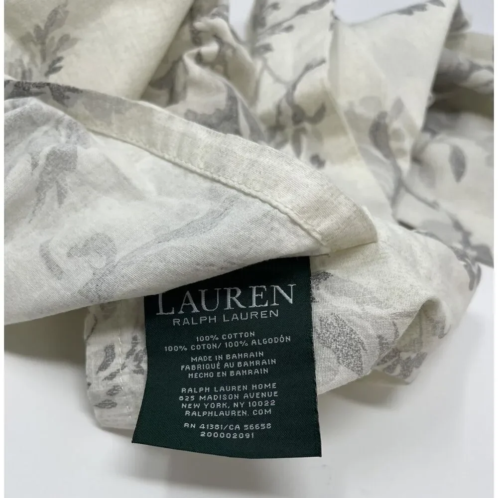 Ralph Lauren Home Figueroa Floral Neutral Gray Standard Pillow Sham 100% Cotton